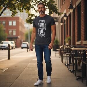 Mens T Shirt L Halloween Graphic Gray Funny Boo Saying Casual Party